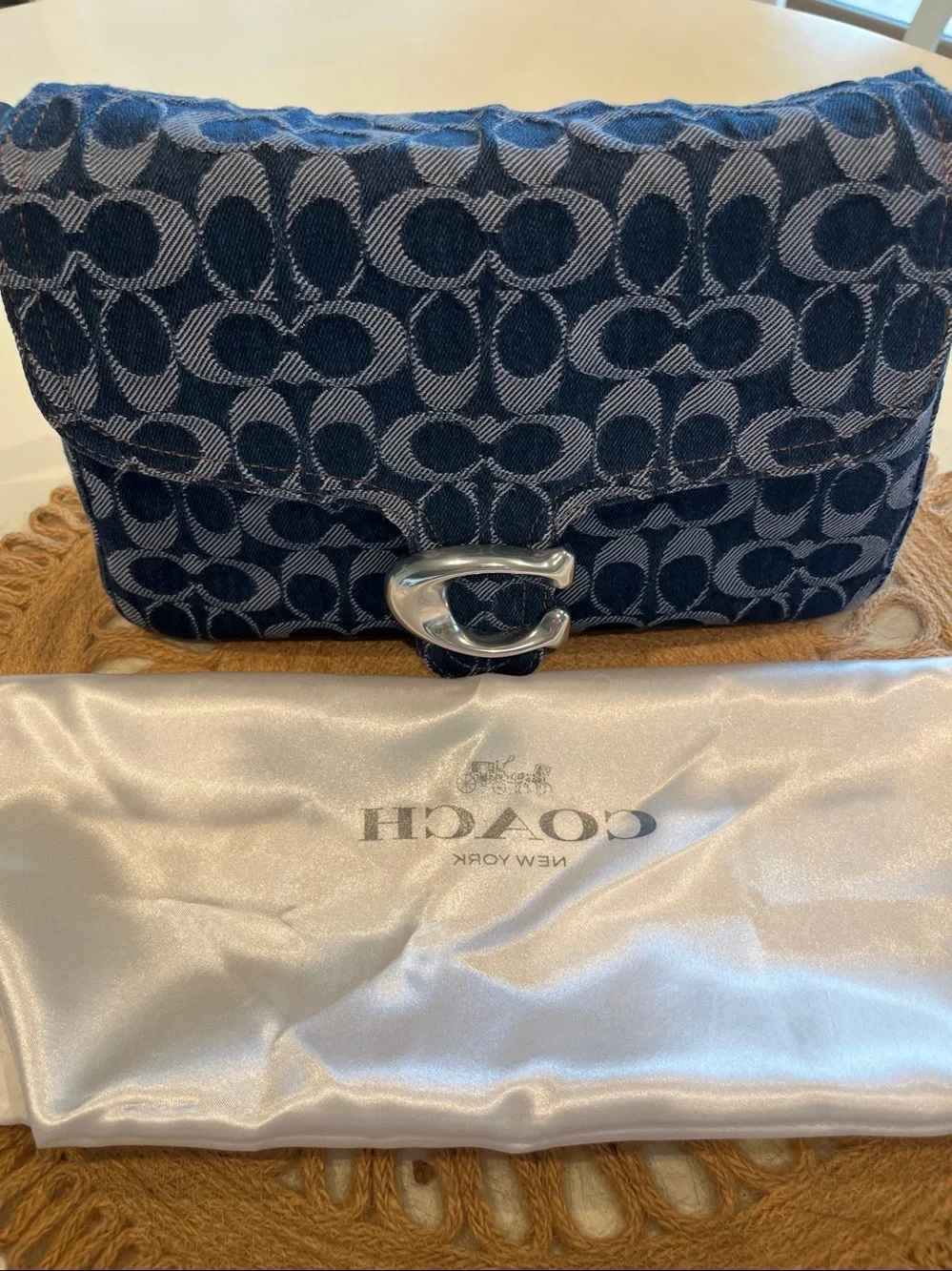 Coach Navy Signature C Flap Crossbody with Silver 'C' Hardware - Picture 9 of 11